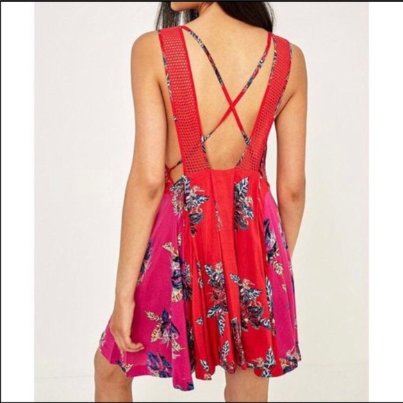 Free people cherry combo short dress NWT - Picture 2 of 5
